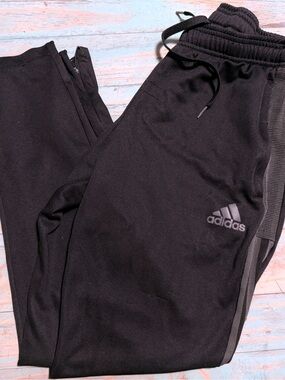 adidas Black Track Pants with Gray Side Panel